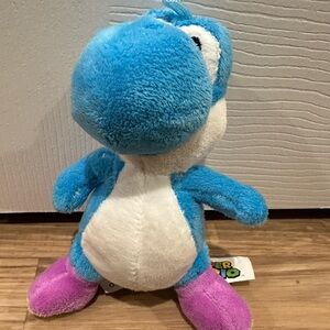 Blue and White Yoshi Plush Super Mario Toy